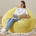 3.5FT Large Grey Bean Bag Chair with Filler and Removable Cover W321
