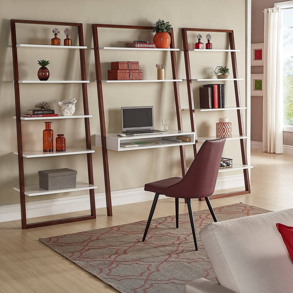 Leaning Ladder Shelves Natural and White O5214