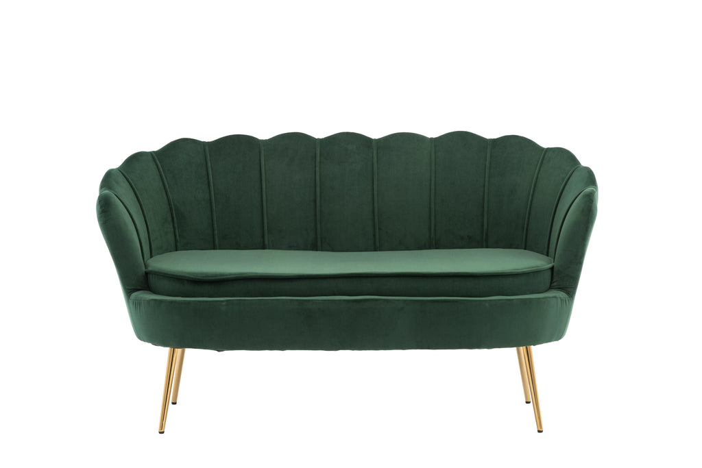 Green Velvet Upholstered 2 Seats Loveseat with Metal Legs X522
