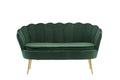 Green Velvet Upholstered 2 Seats Loveseat with Metal Legs X522