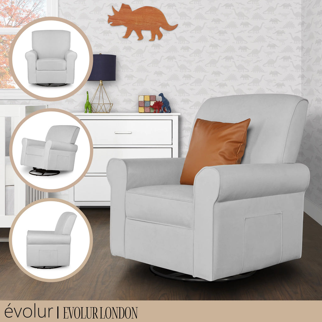 Gray Upholstered Swivel Glider B4819