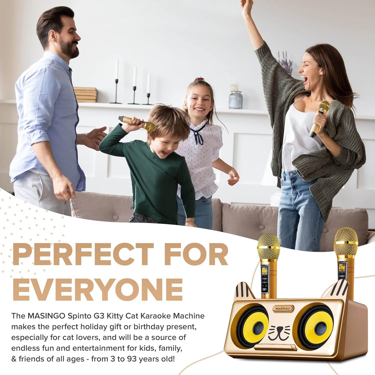 Portable Cat Karaoke Machine with 2 Wireless Microphones O619572