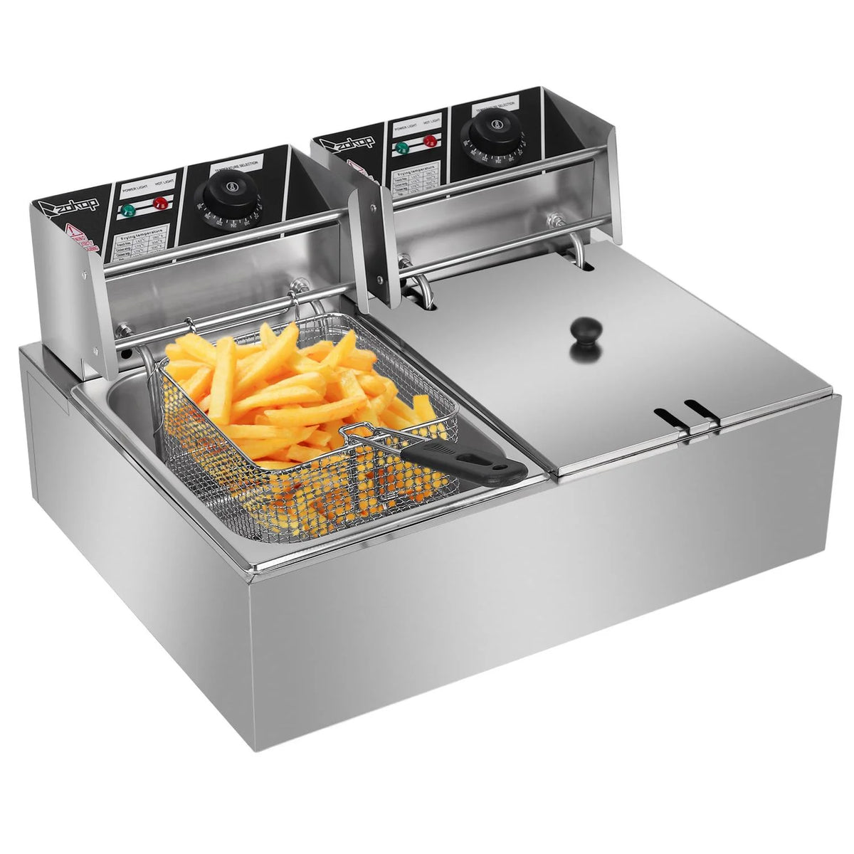 5000W 12.7Qt Stainless Steel Deep Fryer with Removable Basket F5266
