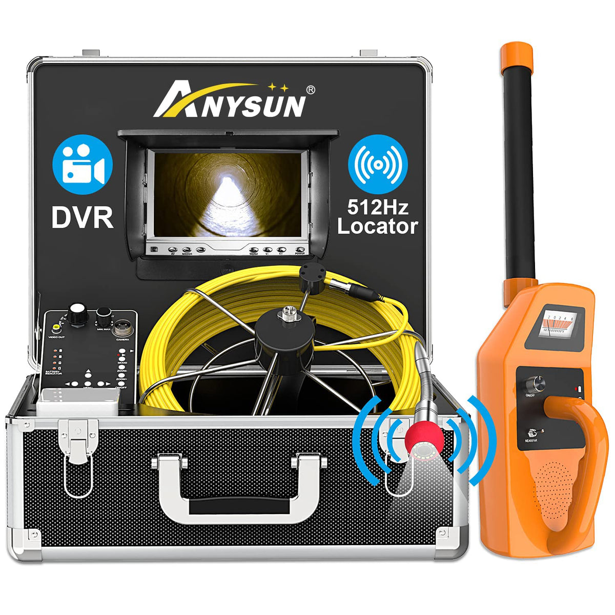 100ft IP68 Waterproof Sewer Inspection Camera with 512Hz Sonde and 7 LCD Monitor K670