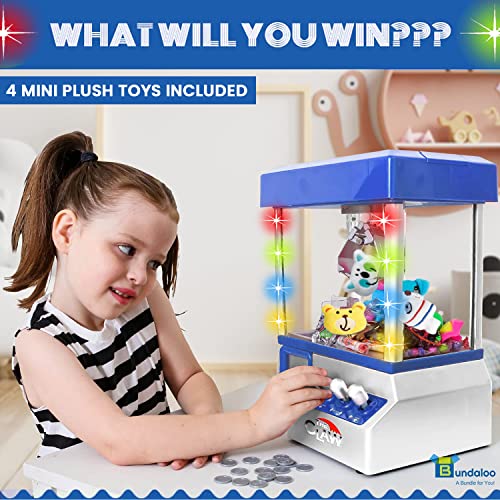 Blue Electronic Mini Candy and Toy Grabber Dispenser with Lights Sound & 4 Mini Plush Animals V555125