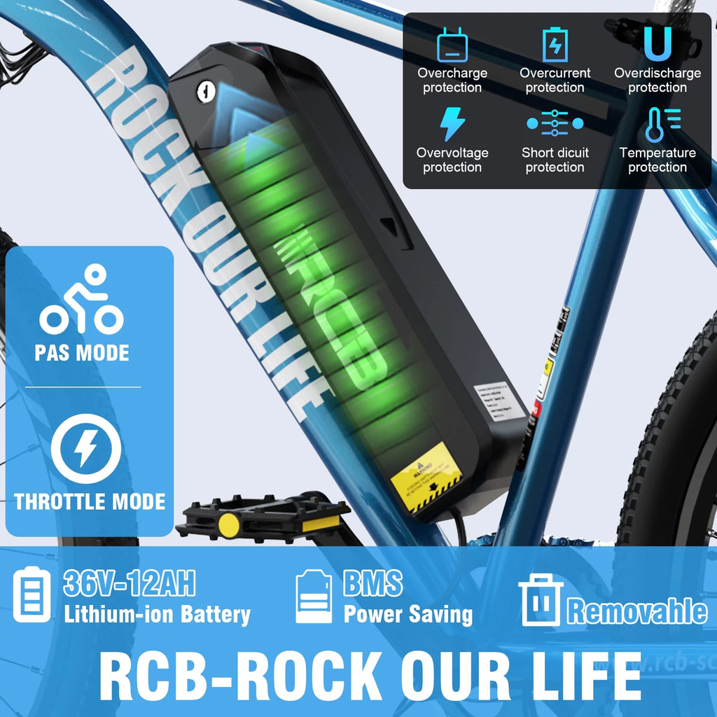 500W 26 Electric Mountain Bike with 36V 12 Ah Removable Lithium-Ion Battery X531482