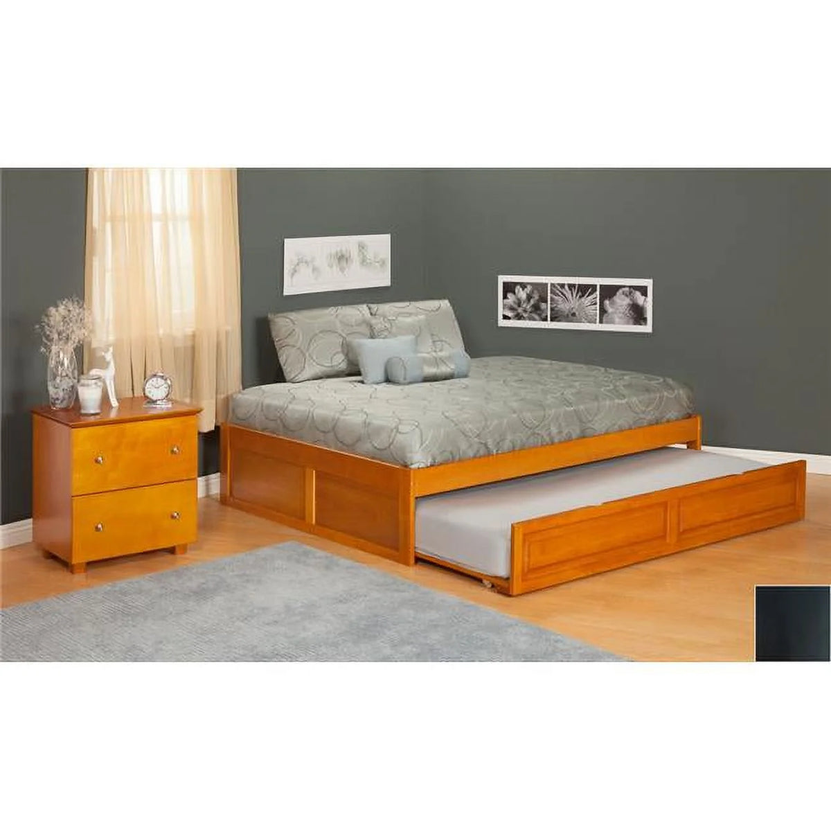 Twin Size Flat Panel Foot Board Trundle Bed S295064