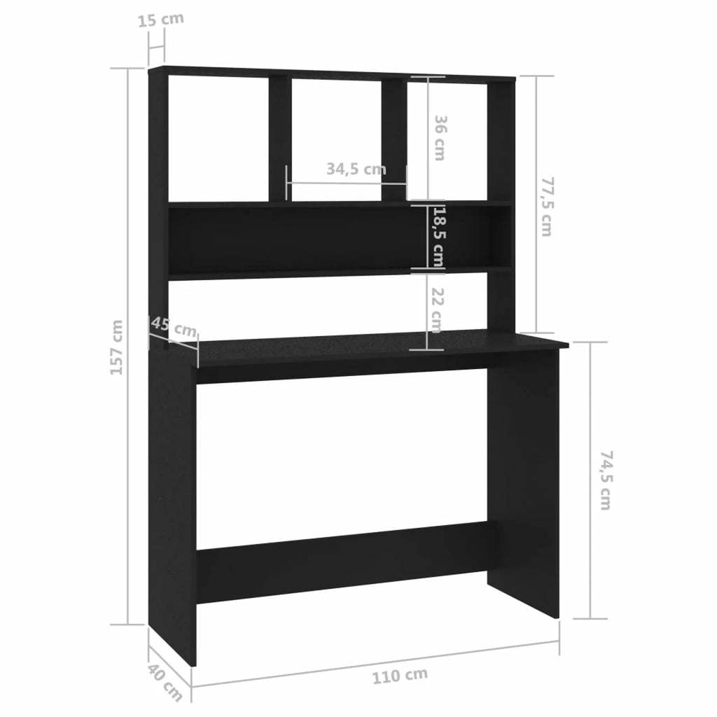 Black Computer Desk with Storage Shelves P77367