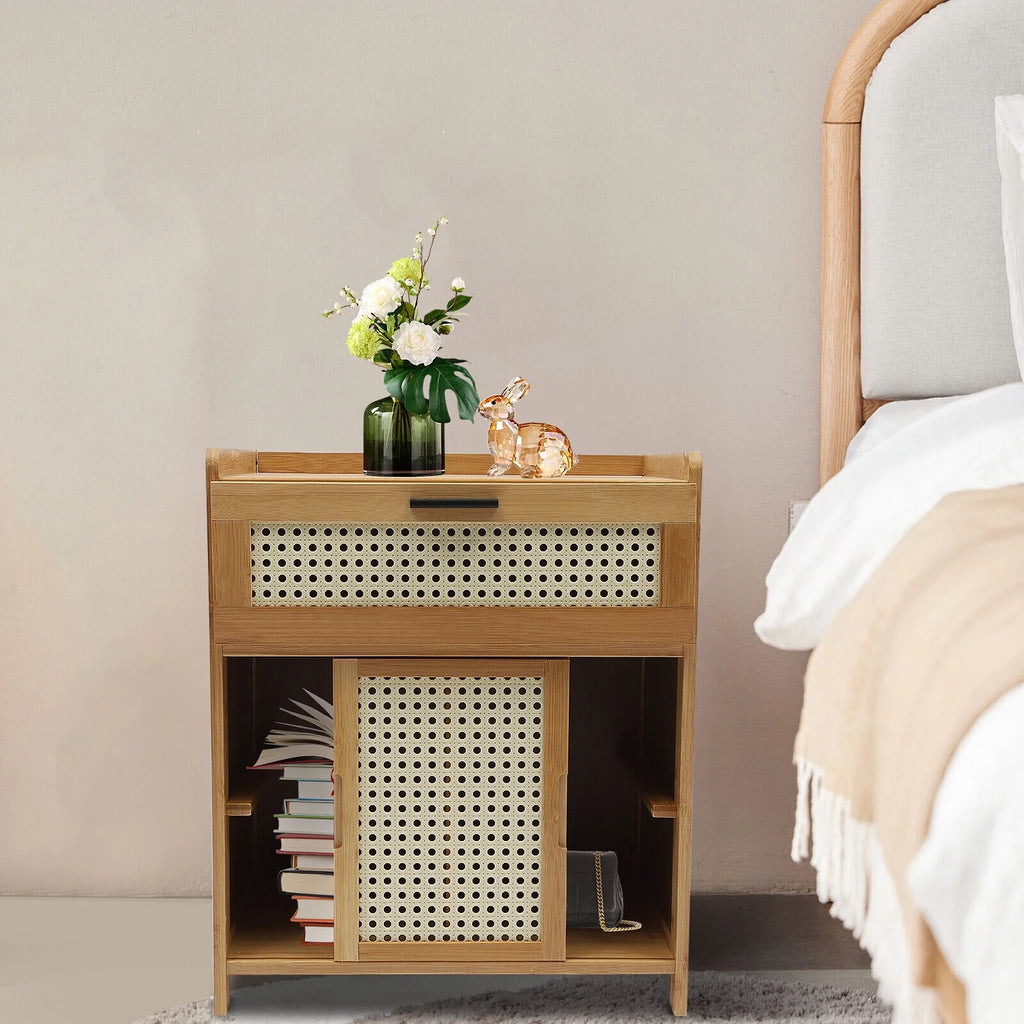 Bamboo Nightstand with Drawer J6354