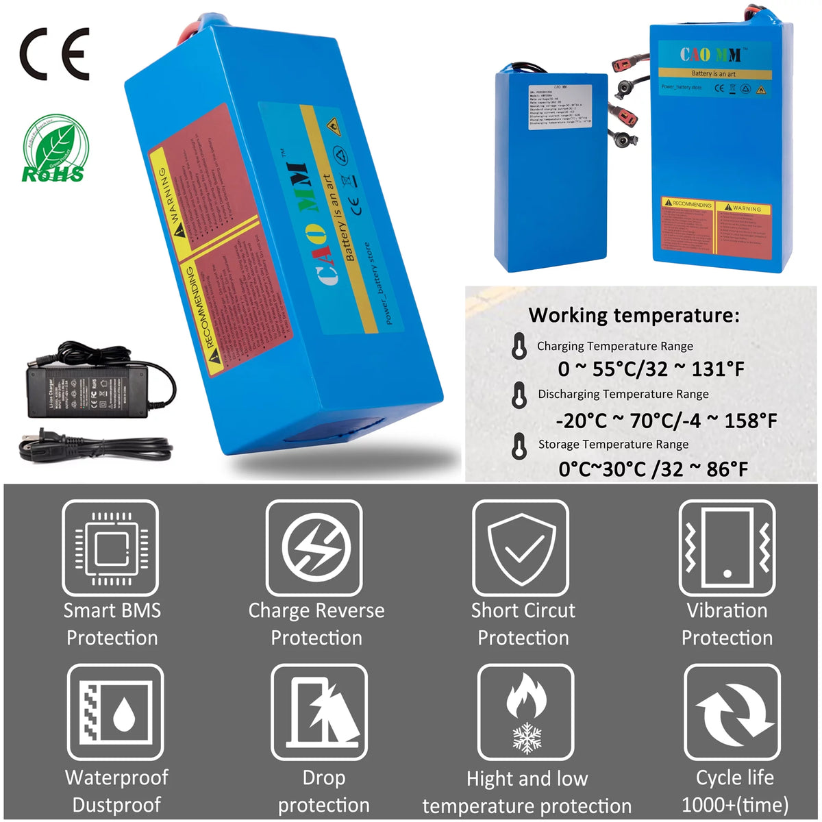 36V 20Ah Lithium Ebike Battery with 2A Charger T9146