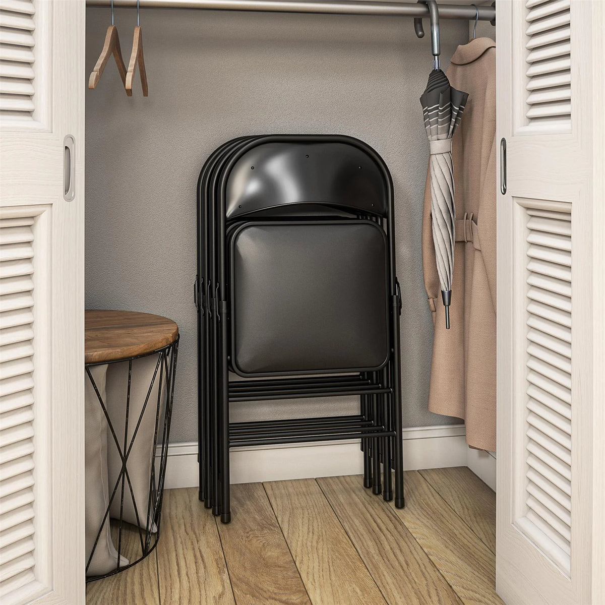 Black Vinyl Padded Metal Folding Chair 4-Pack R664