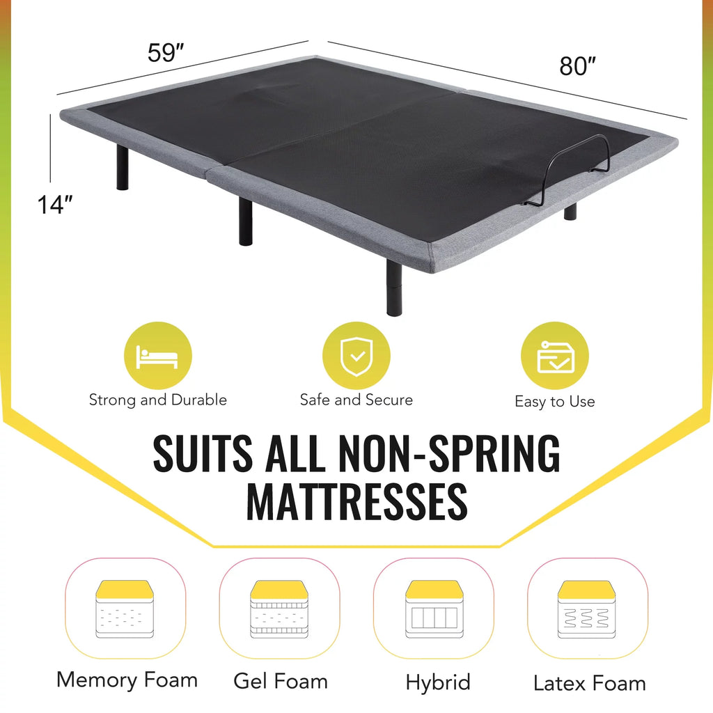 Queen Size Motorized Bed Frame with Remote Control F570