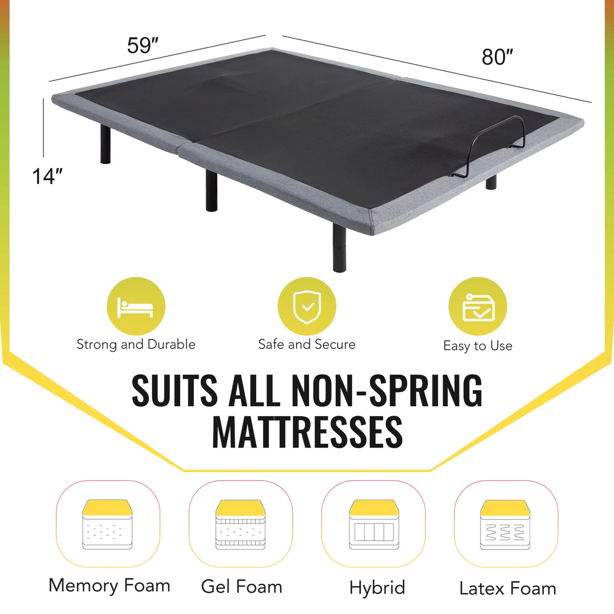 Queen Size Motorized Bed Frame with Remote Control F570