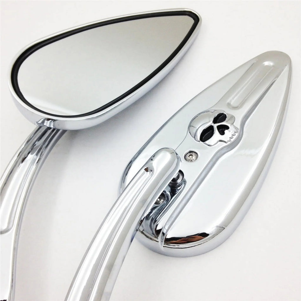 Skull Flame Side Mirrors chrome D984