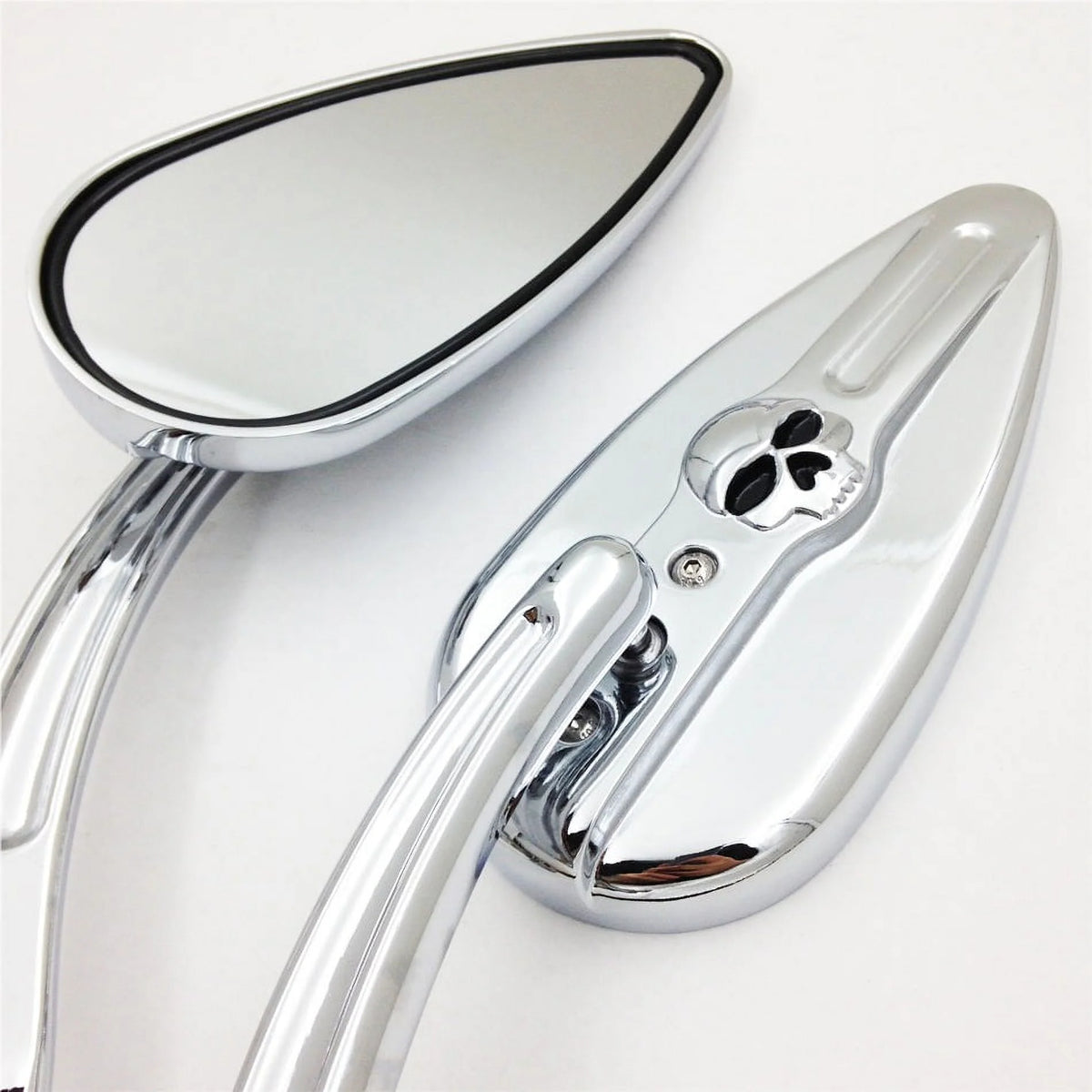 Skull Flame Side Mirrors chrome D984