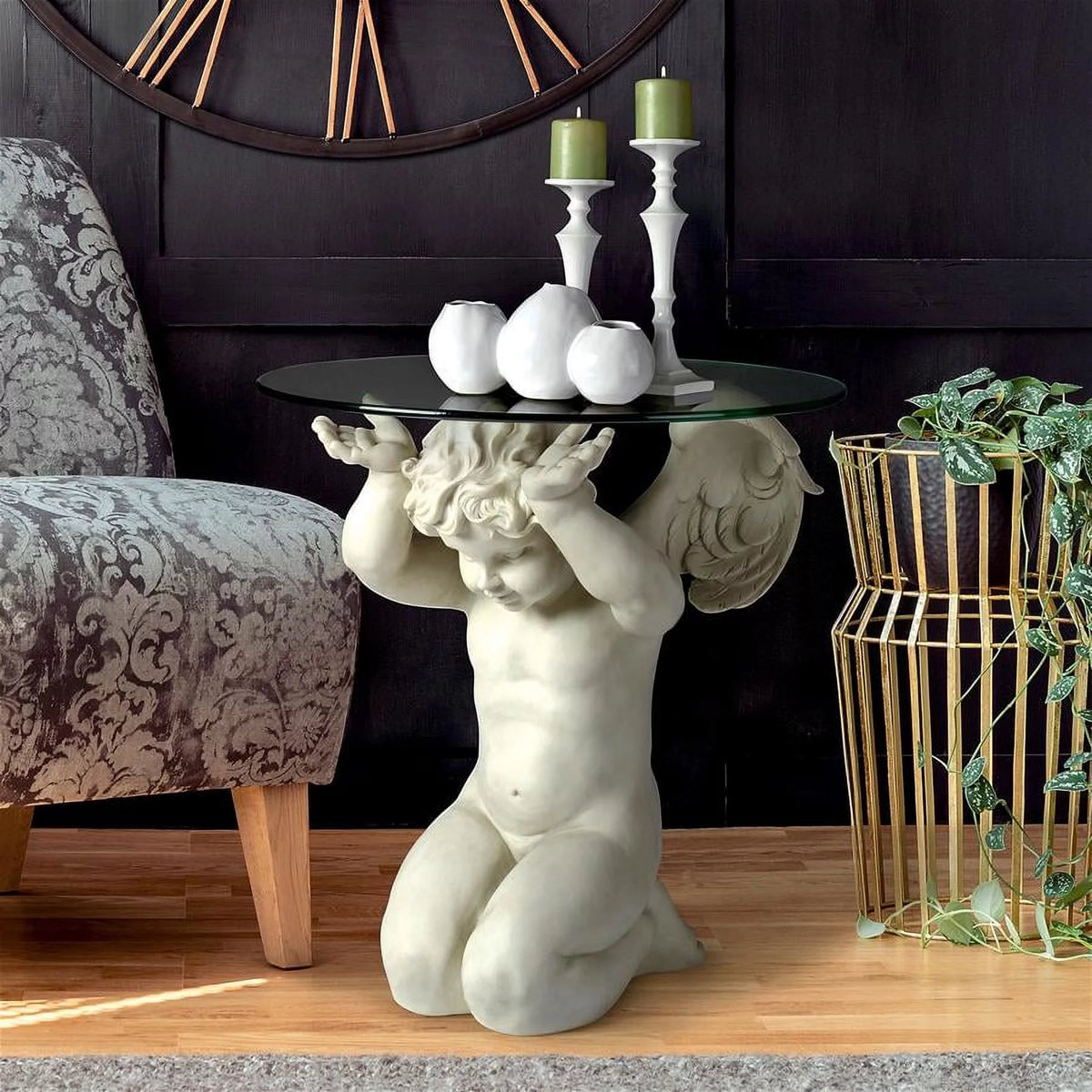 Glass-Topped Sculptural Table Y94949