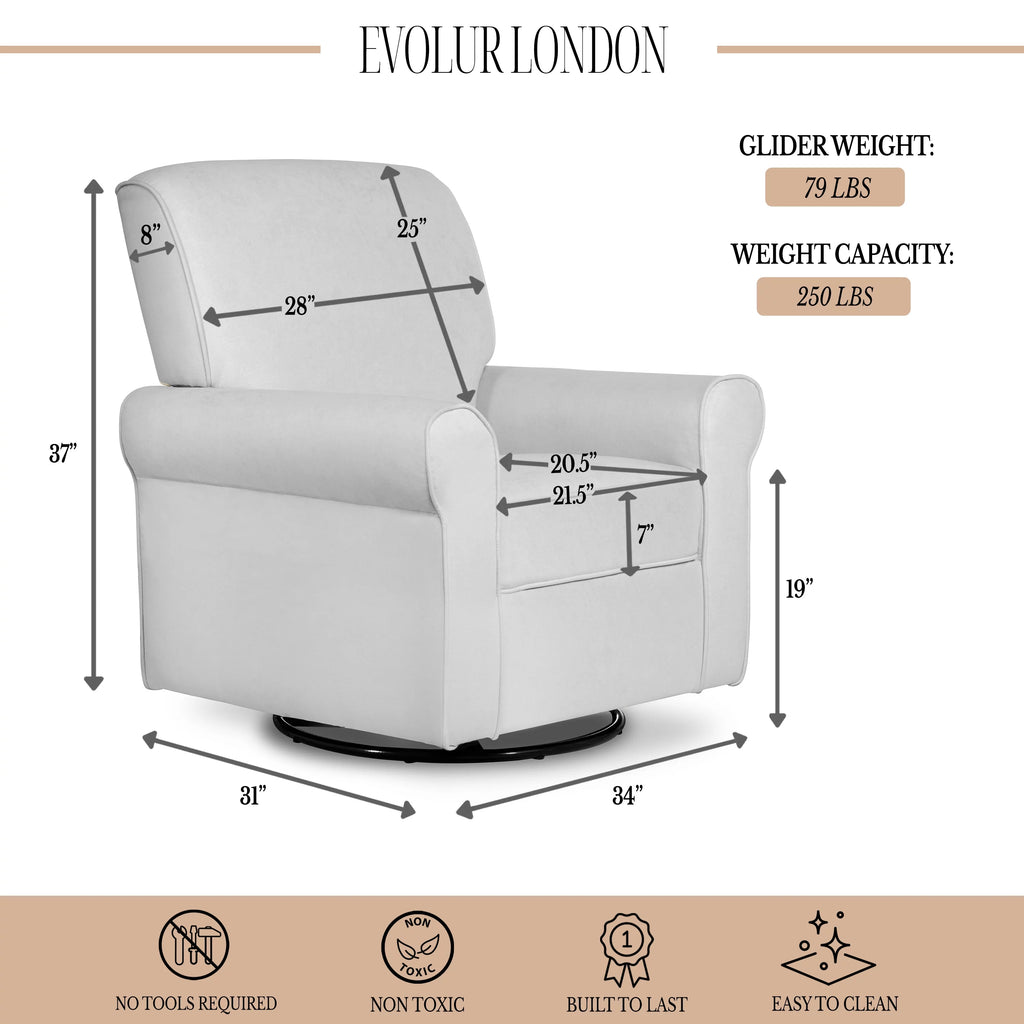 Gray Upholstered Swivel Glider B4819