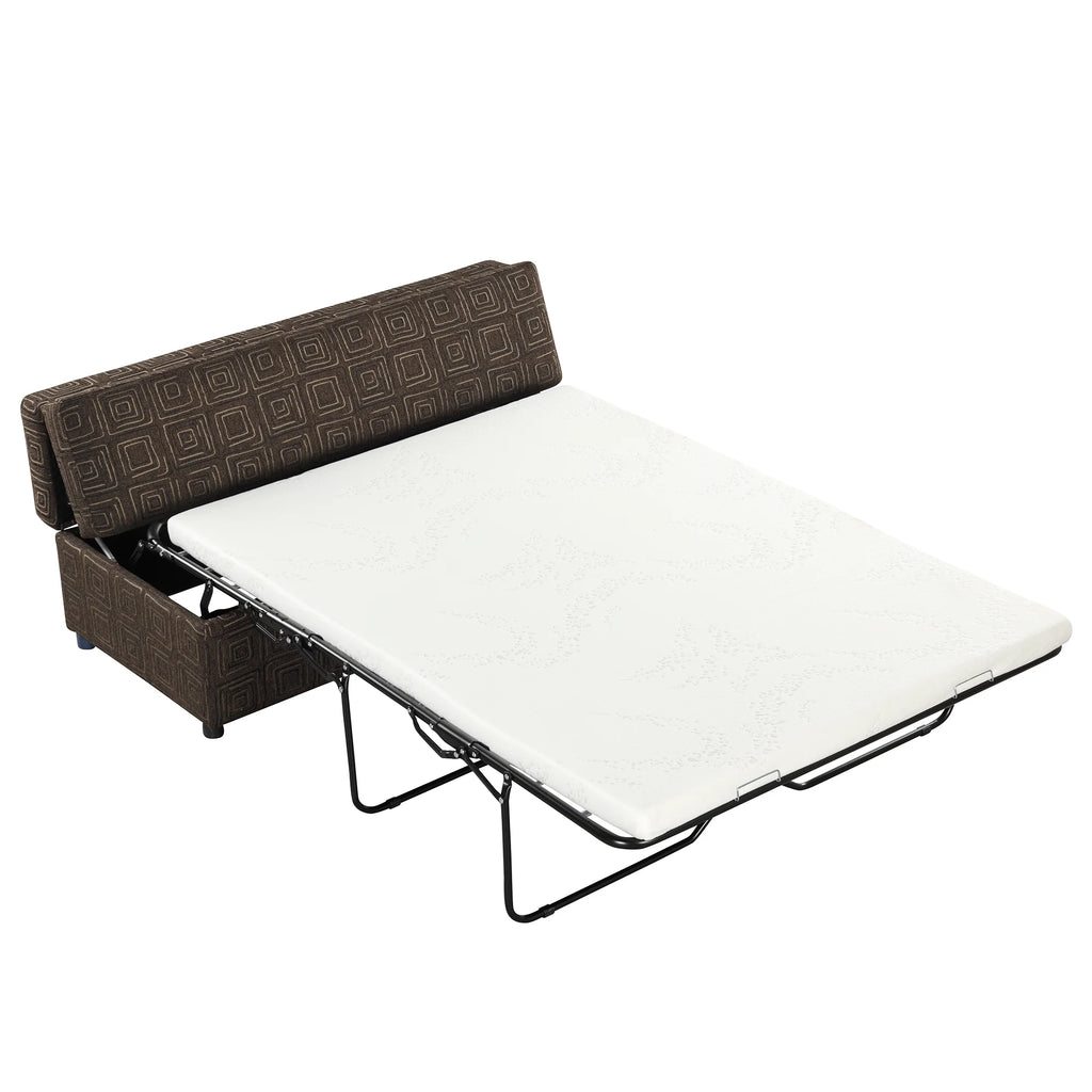 63" Folding Ottoman Sleeper Bed with Mattress, Black & Gray O286