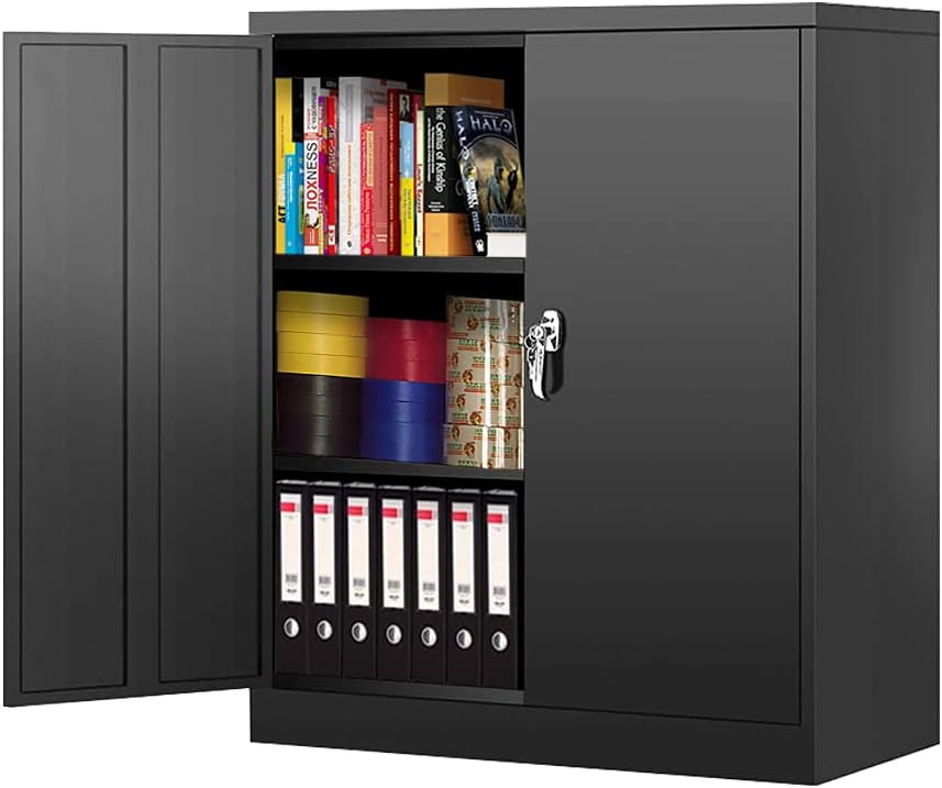 Black Locking Steel Storage Cabinet with 2 Doors N81555
