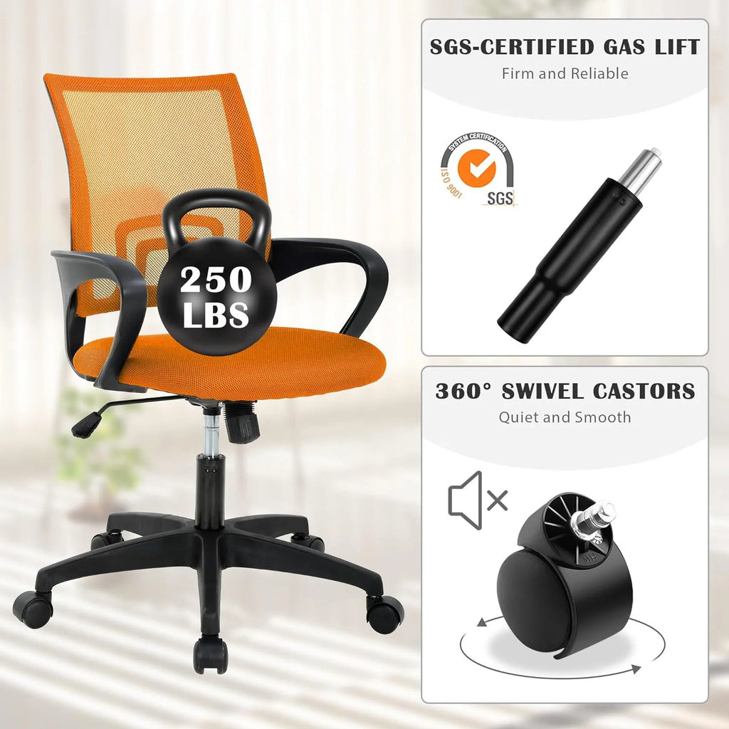 Orange Mesh Ergonomic Office Chair with Lumbar Support Y5709