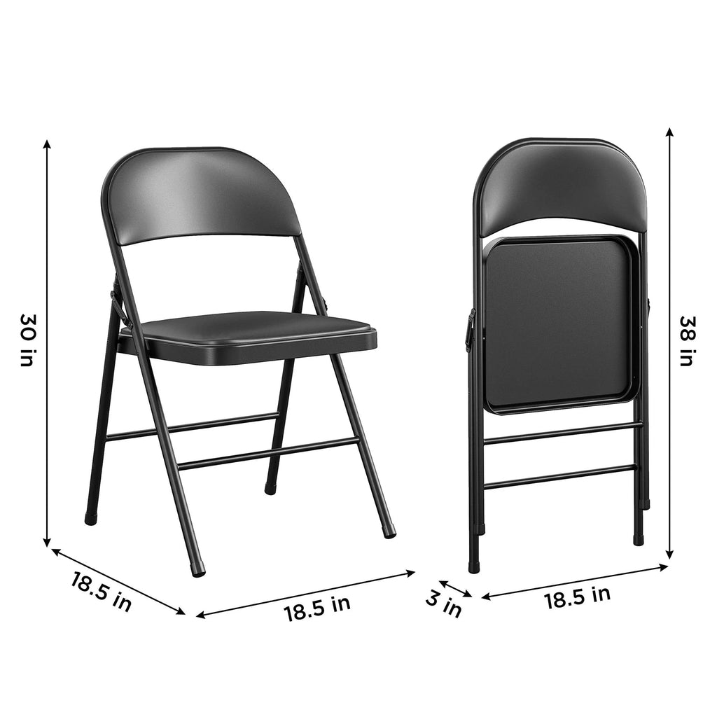 Black Vinyl Padded Metal Folding Chair 4-Pack R664