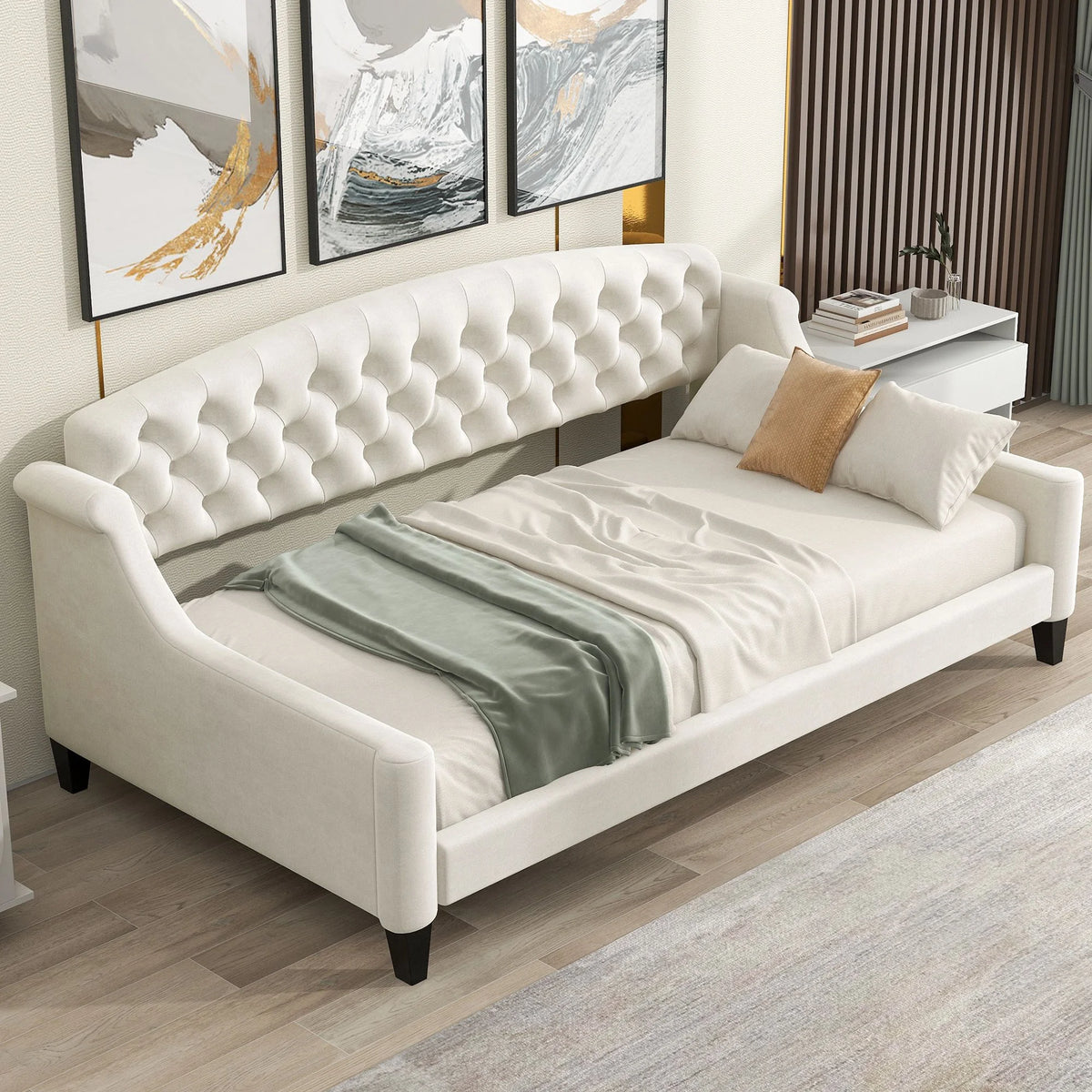 Twin Size Tufted Wood Daybed Z982