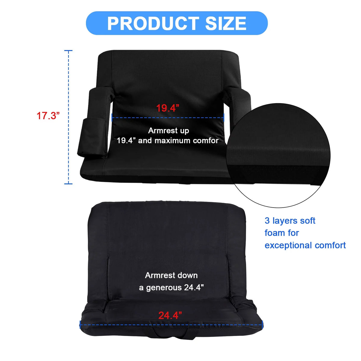 24.4" Wide Stadium Seat with Back Support U708978