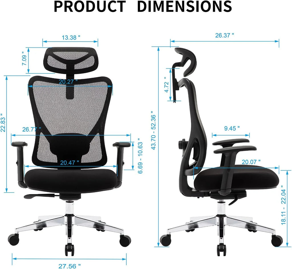 Ergonomic High Back Mesh Office Chair with Lumbar Support and Headrest Black S95244