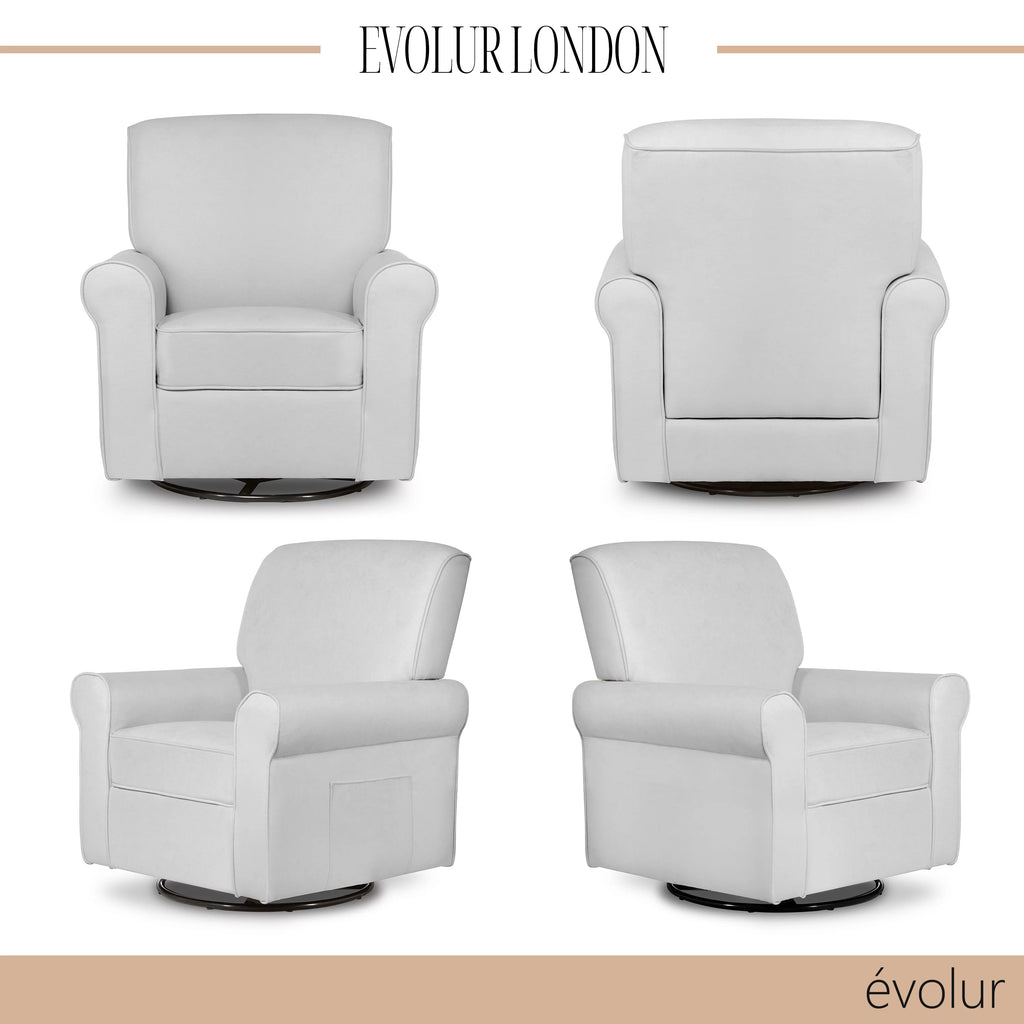 Gray Upholstered Swivel Glider B4819
