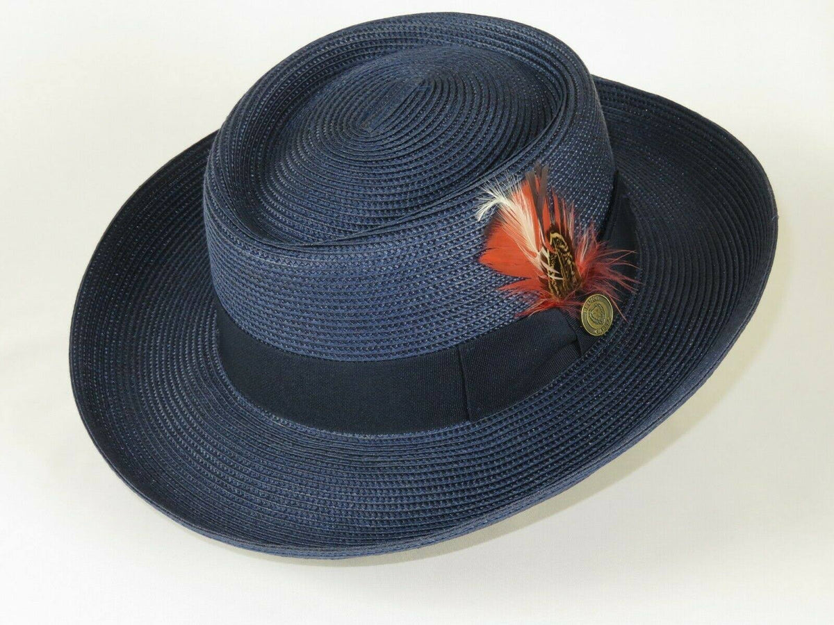 Navy Blue Straw Hat J5247