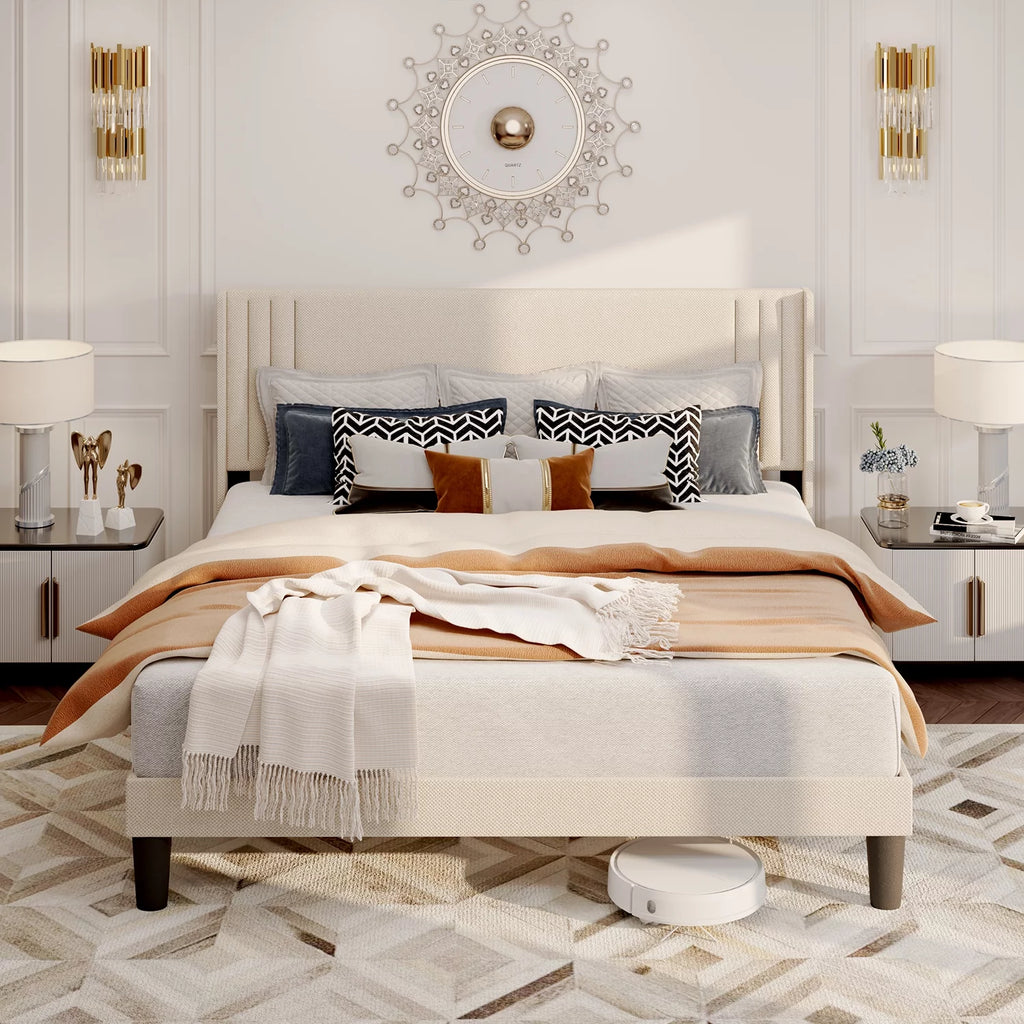 Queen Bed Frame with Wingback Headboard F102