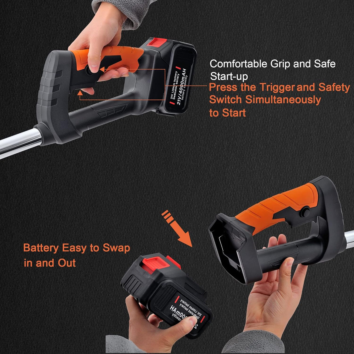 Cordless Metal Weed Eater Brush Cutter 3 Cutting Capacity 2 Batteries S9712