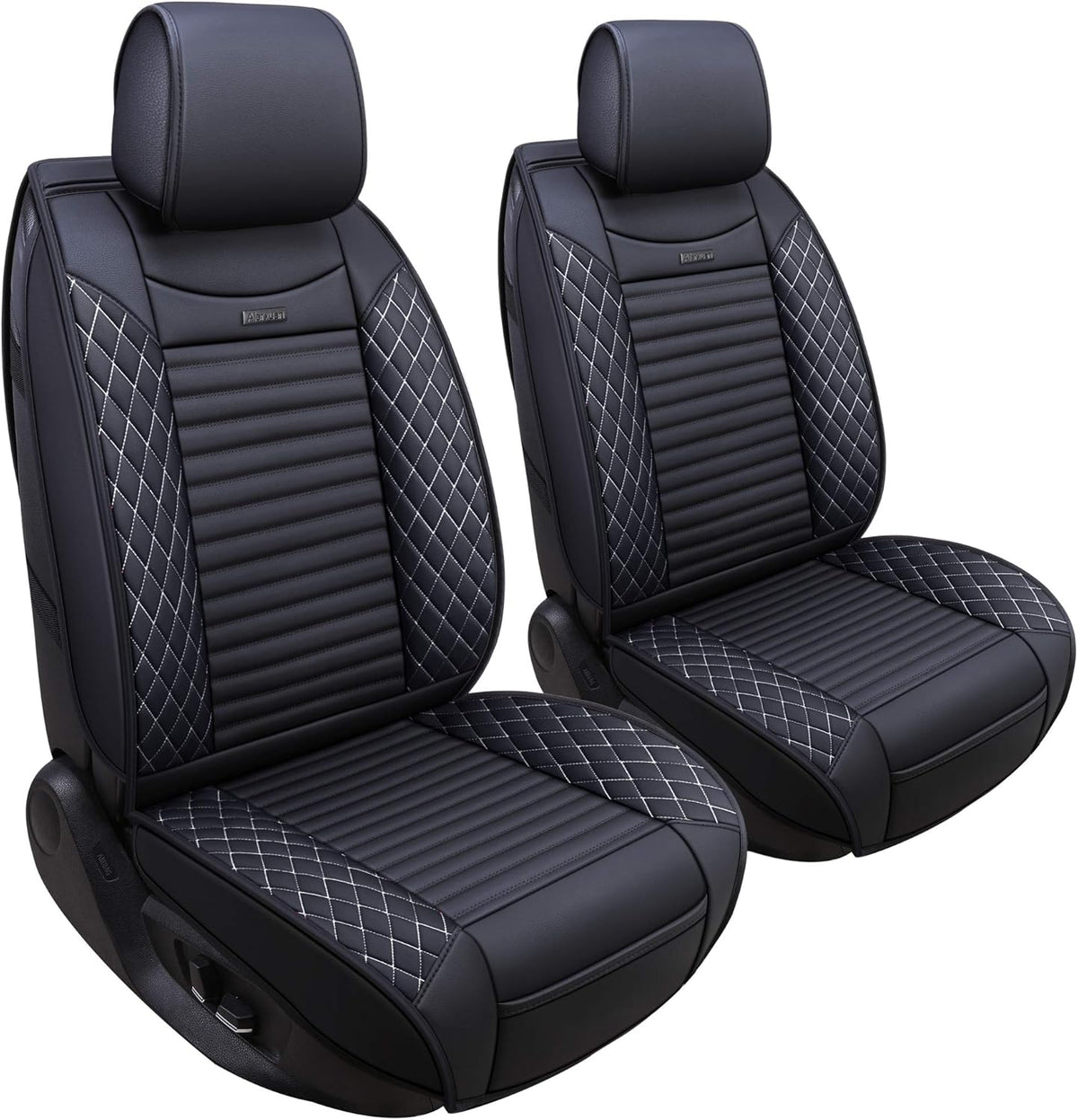 5 Car Seat Covers Full Set Waterproof Leather Universal Fit Black-Red J5213