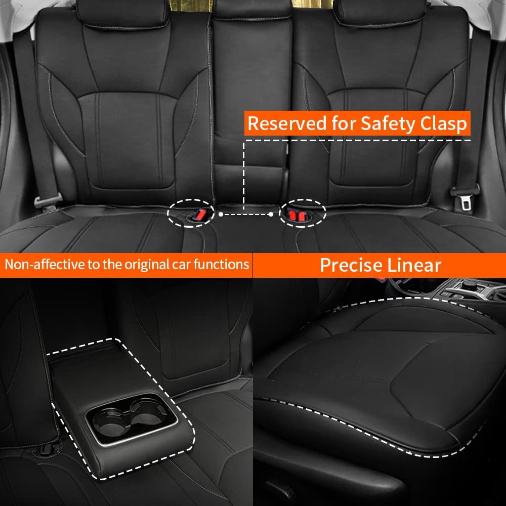 Faux Leather Car Seat Covers Full Set Black Y56608