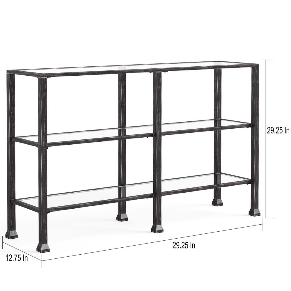 Black Metal and Glass 3-Tier Console Table L787044