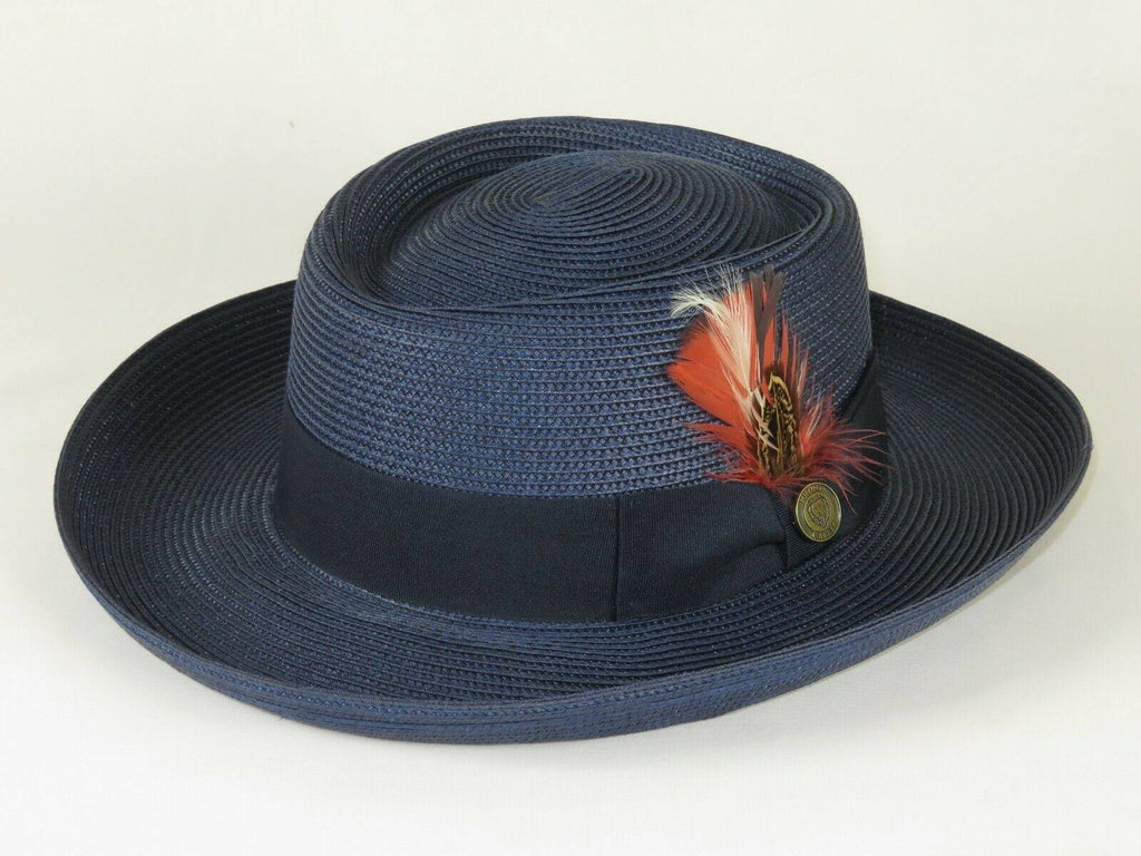 Navy Blue Straw Hat J5247