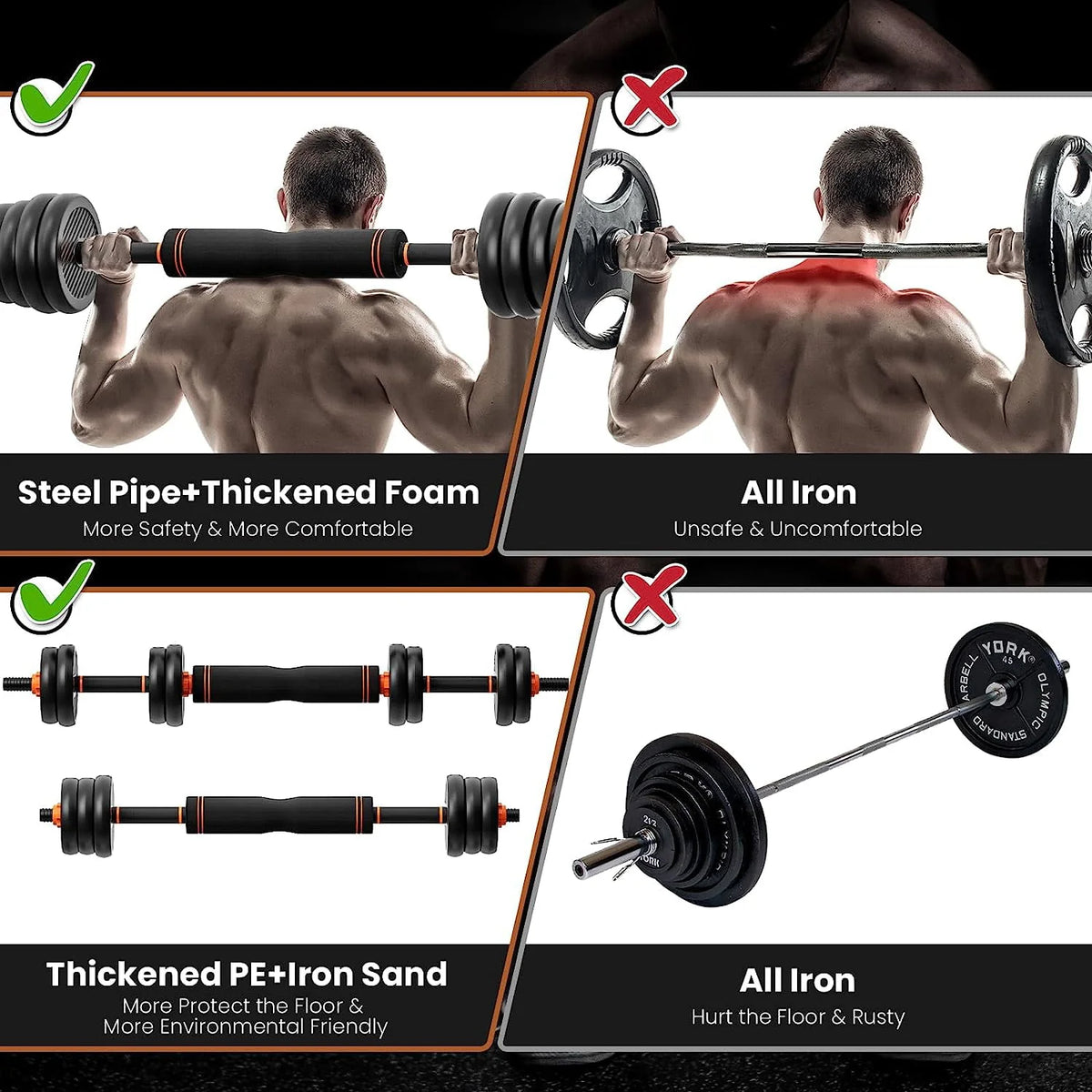 77 lbs Adjustable Dumbbell Set Black H81704