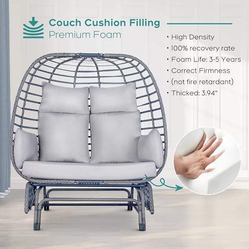 Oversized Wicker Double Egg Chair with Steel Stand T803617