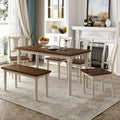 6pc Wooden Dining Set with Table Chairs and Bench D284