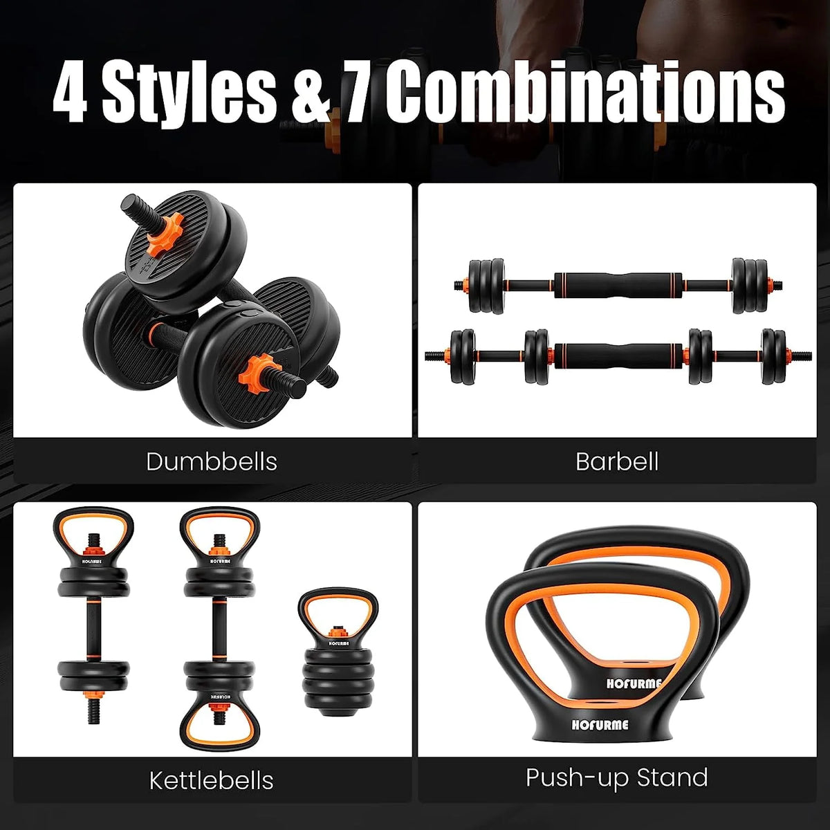 77 lbs Adjustable Dumbbell Set Black H81704