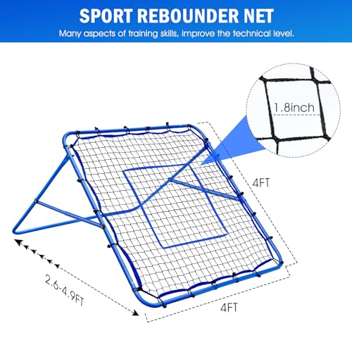 4x4FT Volleyball Rebounder Net with 2 x 6-Angle Quick Adjustments I406