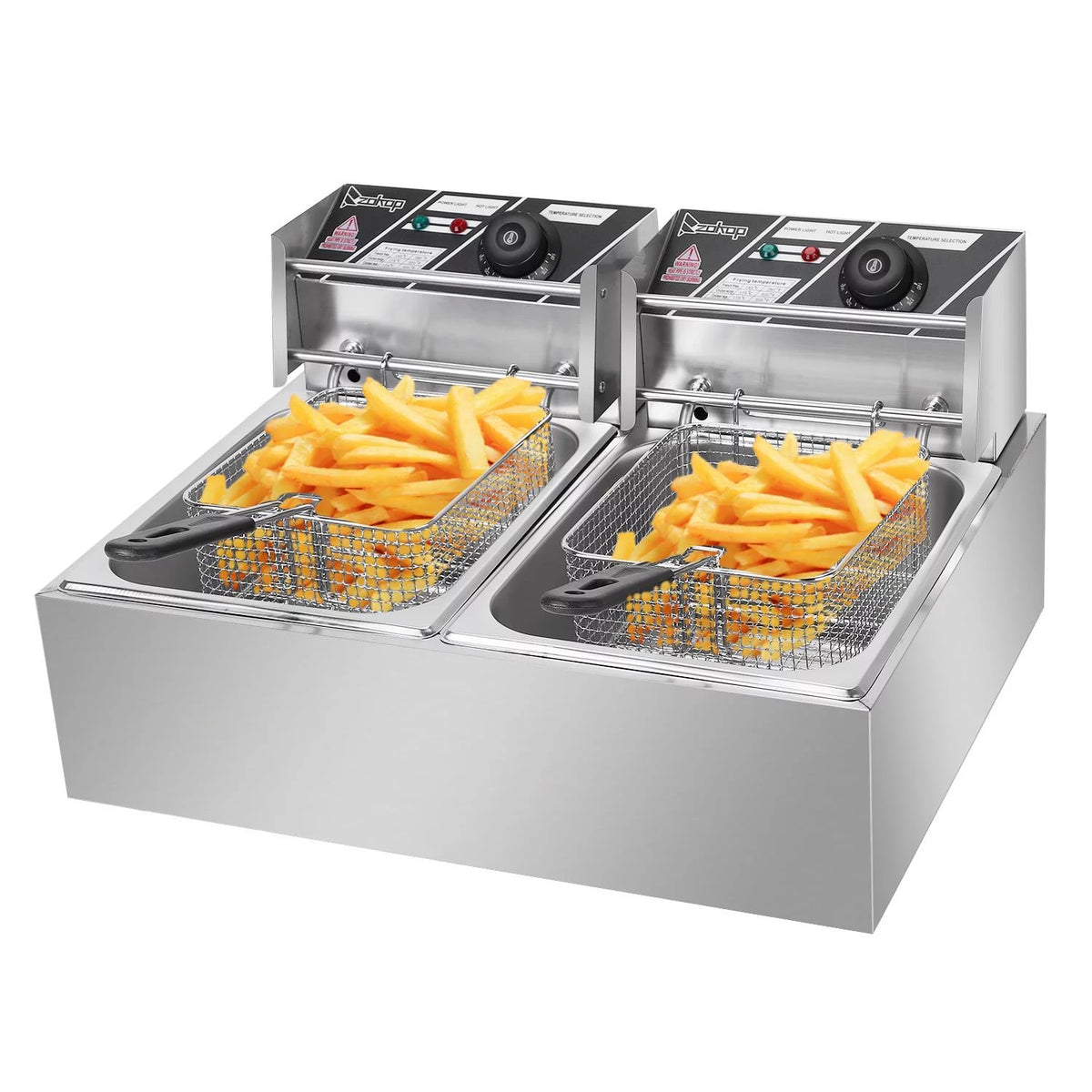 5000W 12.7Qt Stainless Steel Deep Fryer with Removable Basket F5266