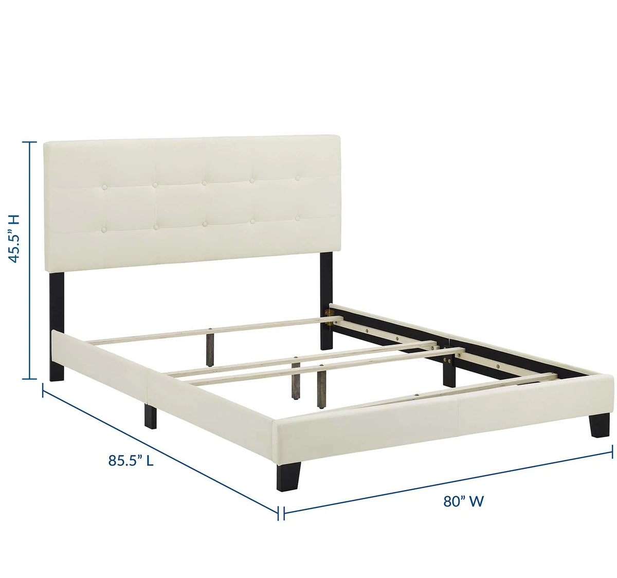 King Performance Velvet Bed in Ivory P322