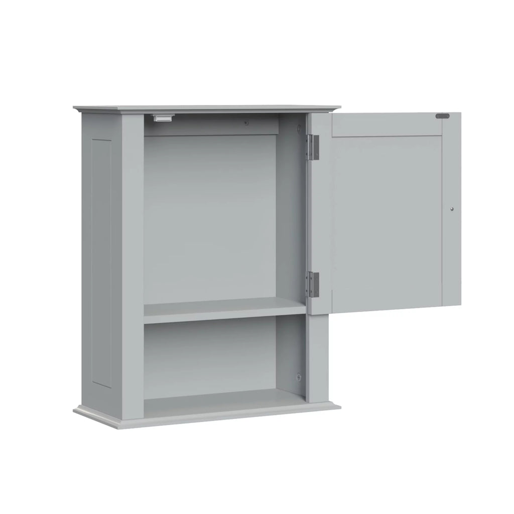 Gray Single Door Wall Cabinet with Open Shelf R339