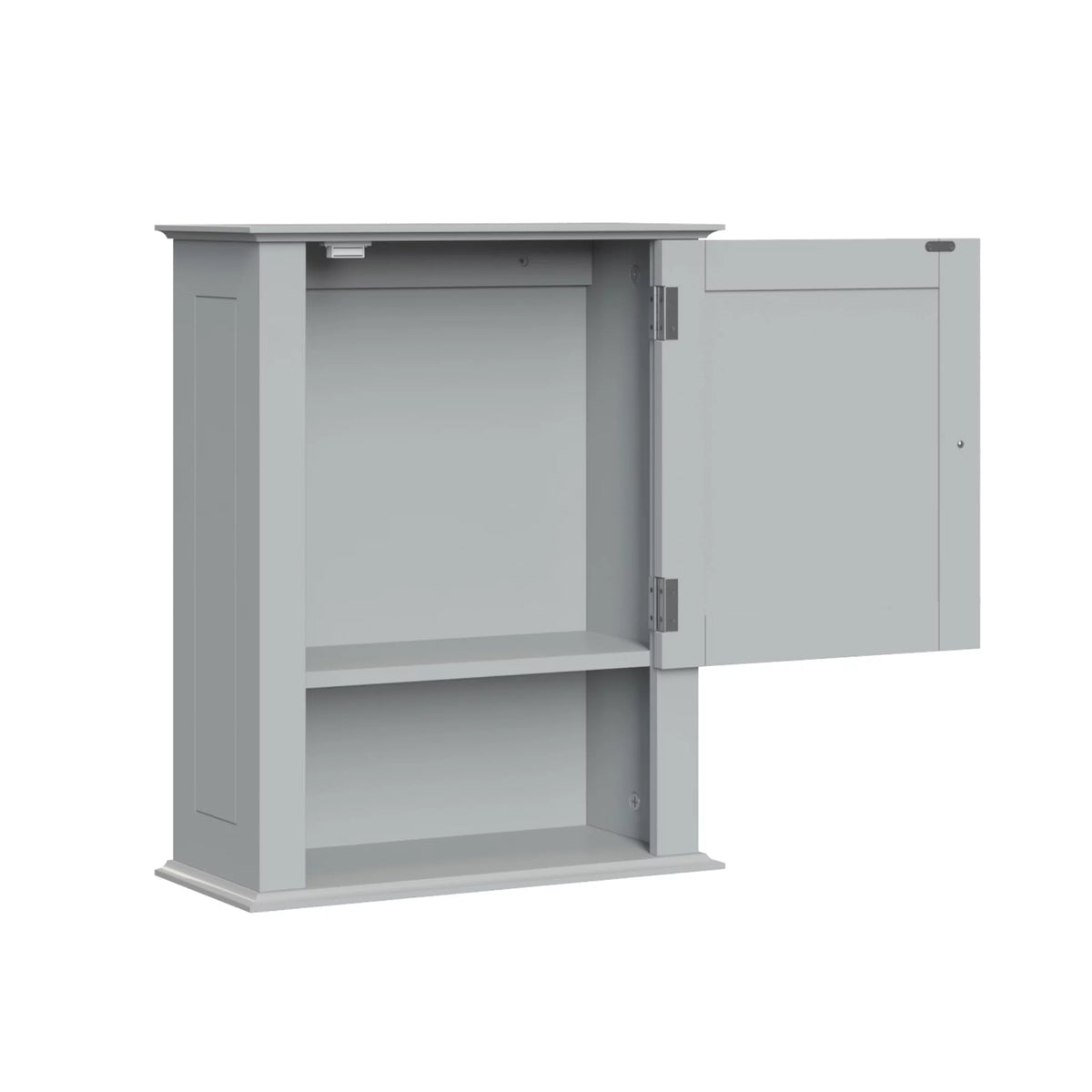 Gray Single Door Wall Cabinet with Open Shelf R339