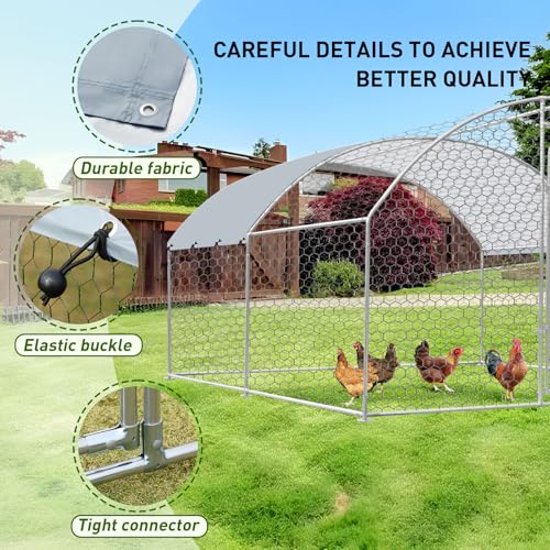 Large Metal Chicken Coop with Waterproof Cover F947034