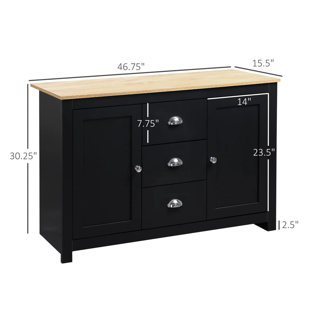 Black Kitchen Sideboard with 3 Drawers Z517696