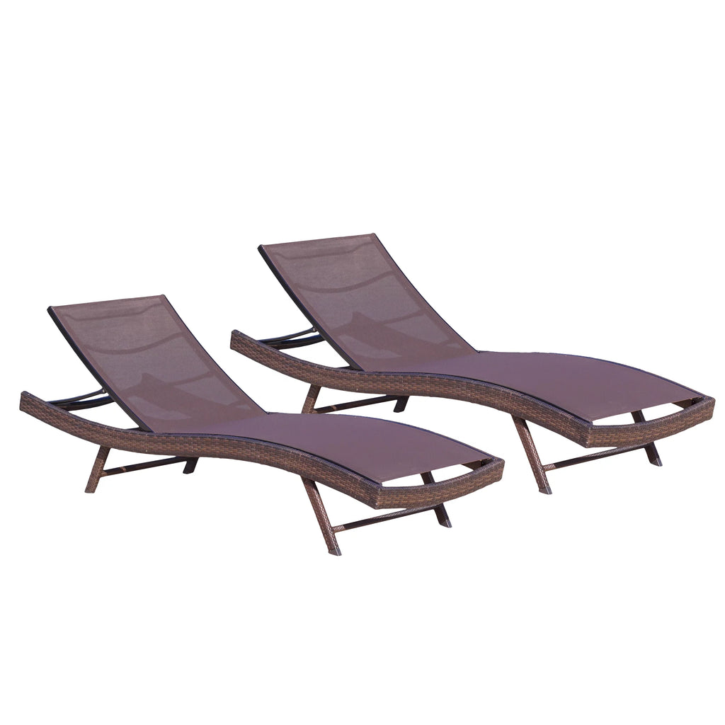 Brown Textilene Chaise Lounge set of 2 M7315