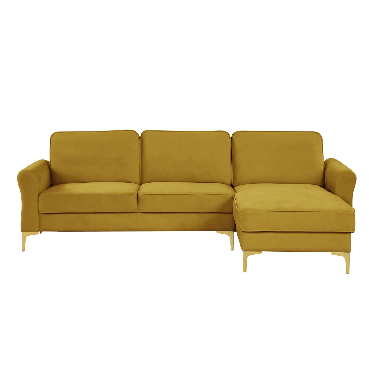 Yellow Velvet Sectional Loveseat and Chaise S33565