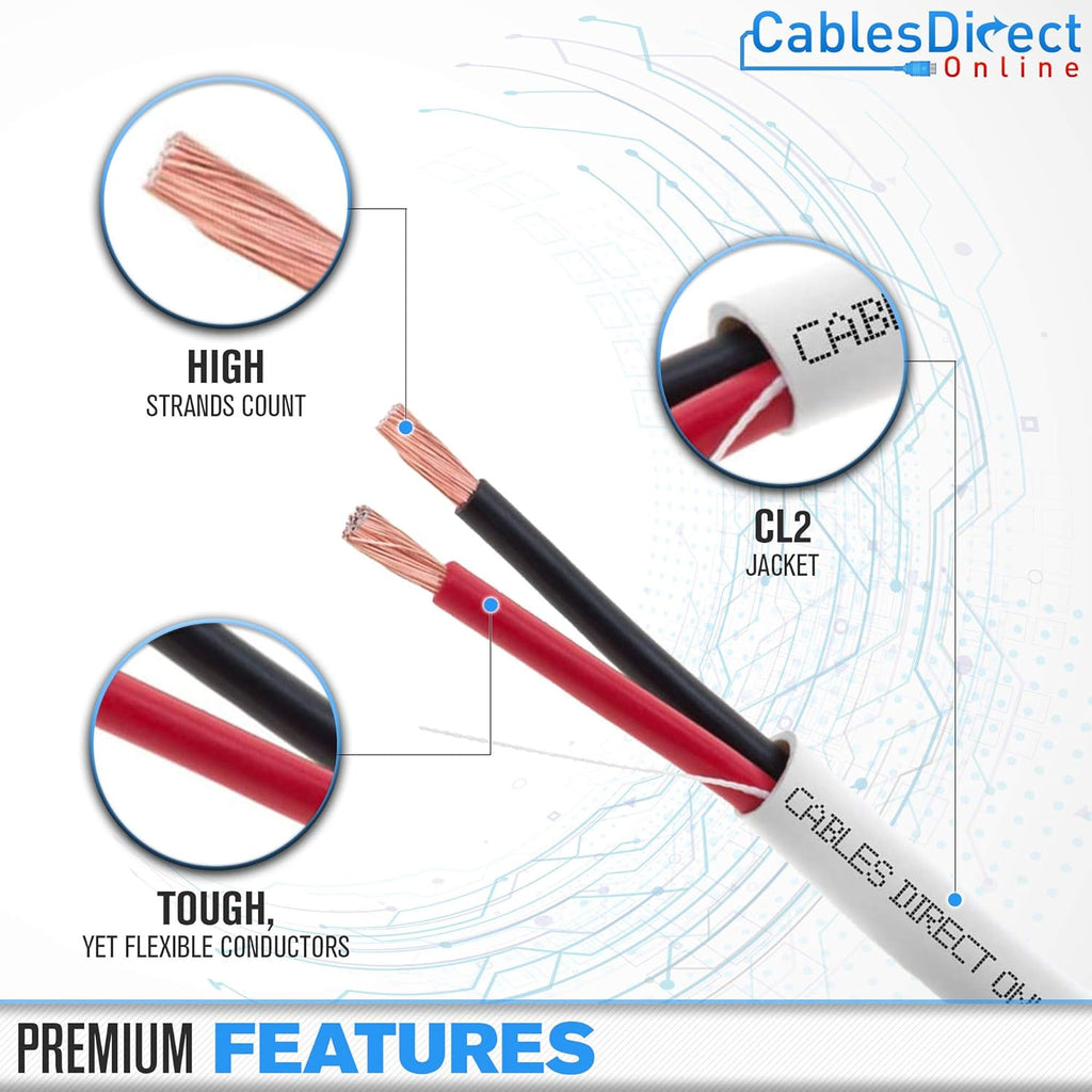 50ft 12AWG 2 Conductors CL2 Rated Speaker Cable Wire Z7883